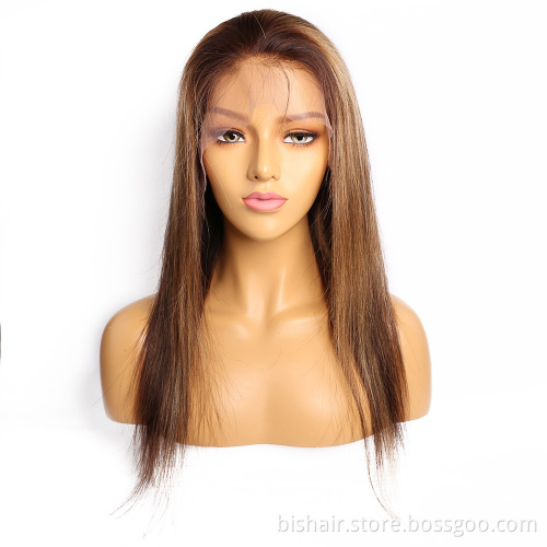 Brazilian 13X4 T seam front lace lace front human hair wig 100% human hair wigs P4/27 color virgin hair Remy wig wholesaler